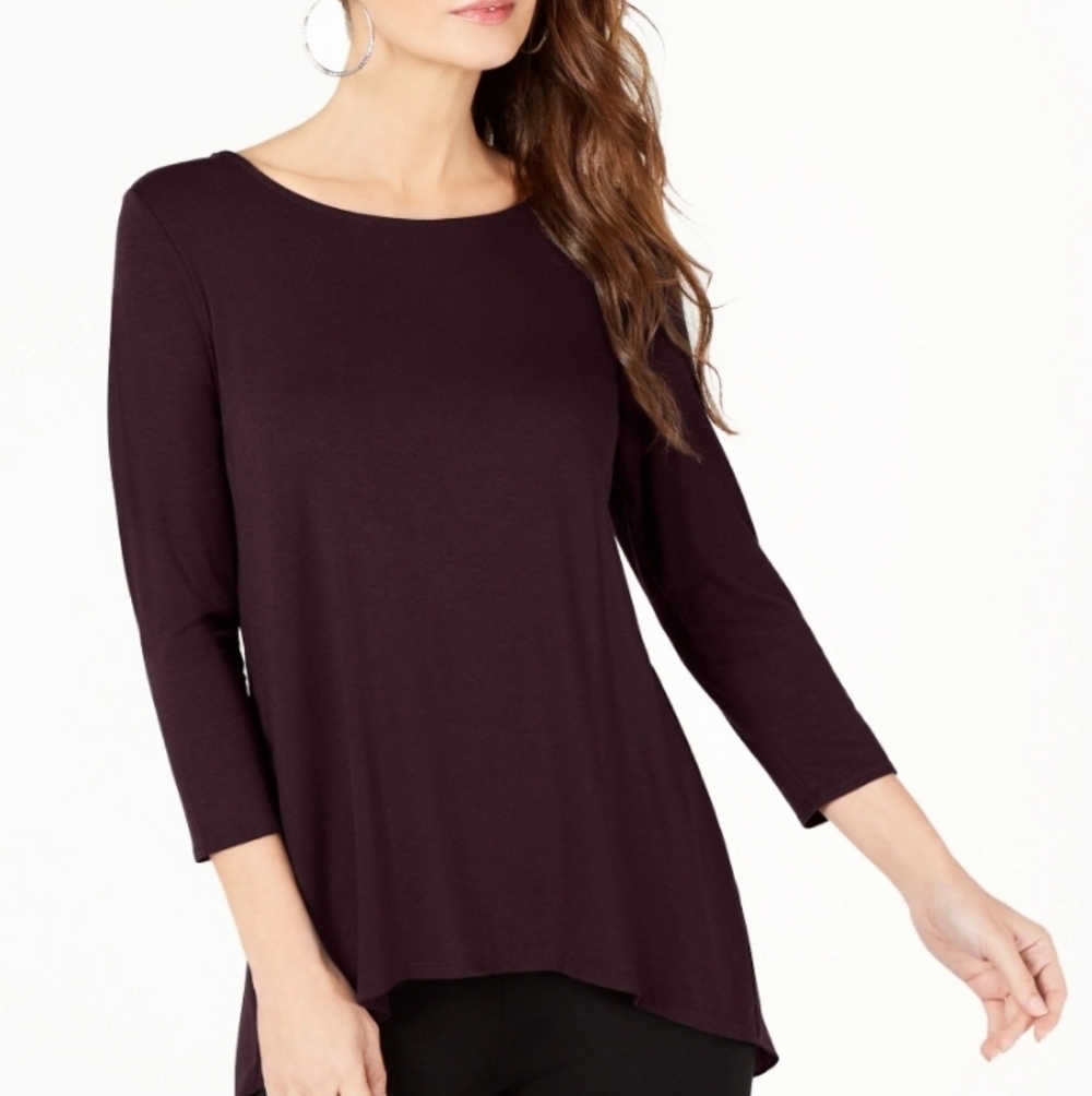 Alfani Purple 3/4 Sleeved Tee Shirt